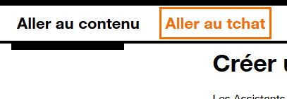 capture d'écran des liens d'évitement qui s'affichent sur cette page lors de la navigation au clavier